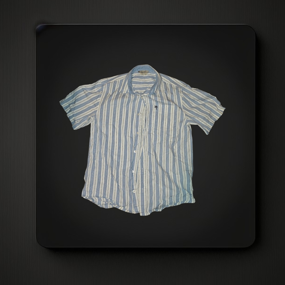 Old Navy Men's Light Blue and White Striped Shirt